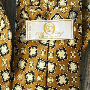 Point Carre of Beverly Hills Tie Made in Italy 100% Silk Vtg Geometric Nautical
